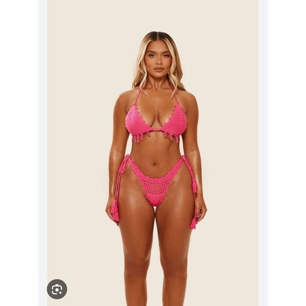 Mars The Label Hand Crotcheted Pink Bikini Size Small